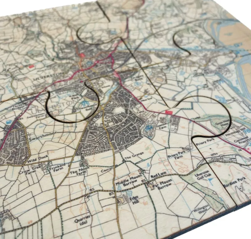 Ulverston Wooden Puzzle Coaster Set-4